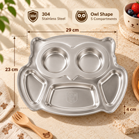 Plateau repas pour enfants en acier inoxydable, forme hibou, ours, avion, avec compartiments, pour bébés et tout-petits, directement de l'usine