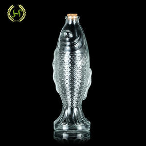 Contenitore di decantazione caraffe di pesce 500ml di vetro a forma di pesce chiaro bottiglie d'acqua con coperchio in vetro <span class=keywords><strong>o</strong></span> sughero in legno per vino - Product Image 6