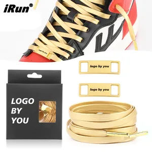 IRun lüks yumuşak Pu deri danteller moda trendi deri spor rahat basketbol ayakkabısı danteller ile altın Metal Aglets Charm