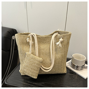 กระเป๋าถือผู้หญิงกระเป๋าแฟชั่นชายหาดขนาดใหญ่กระเป๋าฟางใส่ของได้เยอะสำหรับฤดูร้อน - Product Image 4