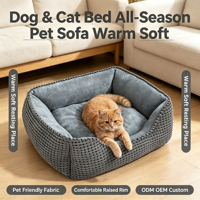 Lit pour animaux de compagnie en polyester doux toutes saisons, amovible, lavable, chaud, pour petits chiens et chats, intérieur, extérieur, voiture