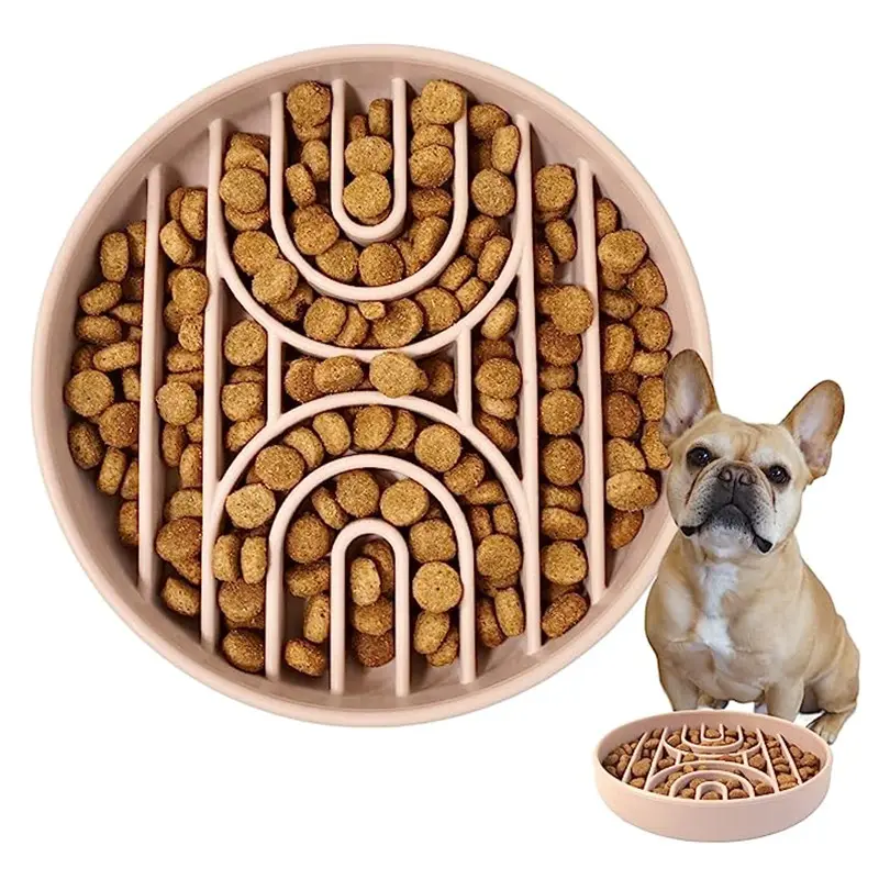 Dropshipping Products 2024 Slow Food Bowl Dog Pet Feeder Anti-Knockover Anti-Slip Anti-Choking Silicone Pet Food Plate