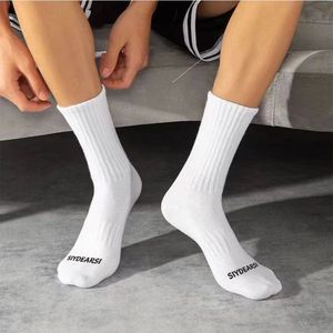 Siydearsi Antibacterial Socks Mid-Calf Cotton Black White Unisex Daily Casual Sport Style Letter Print - Product Image 4