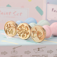 Ensemble de sceau de cire Macaron pour cachet de cire, boîte cadeau et sceau à sec, boîte courte, pièces