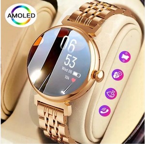 Dm70 Lady 1.04 "Smartwatch 2024 Amoled Scherm Hartslag Mode Reloj Smartwatch Voor Meisjes Bt Call Ip68 Waterdichte Steelbands - Product Image 5