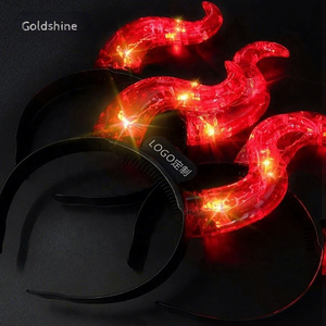 Bandeau LED en <span class=keywords><strong>corne</strong></span> de <span class=keywords><strong>diable</strong></span> Bandeau lumineux en cristal avec couronne <span class=keywords><strong>lumineuse</strong></span> Couvre-chef coloré clignotant pour décor de fête de concert - Product Image 1