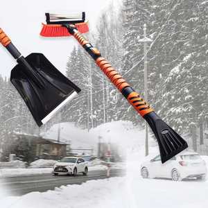 Lightweight Aluminum Body Ergonomic Grip Wide Squeegee <b>Extendable</b> Snow <b>Brush</b> Detachable Ice Scraper for Car Black+Orange - Product Image 4