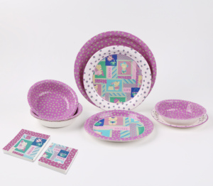 Ensemble d'assiettes en papier ours <span class=keywords><strong>violet</strong></span> jetables populaires assiettes en papier de fête d'anniversaire sont utilisées pour les festivals et les dîners potluck - Product Image 3