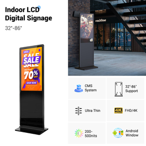 55 pulgadas 4K Android OS Retail Media Display 500 Nits Soporte de piso para Airport Mall OEM Digital Poster SDK incluido para uso en Metro - Product Image 2