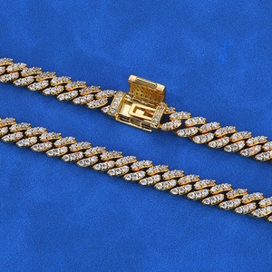 Cadena Cubana Miami de Moissanita Personalizada Premium, Plata 925, Chapado en Oro de 18K, Engaste de Bisel, Collar Iced Estilo Hip Hop, Joyería Bling - Product Image 2