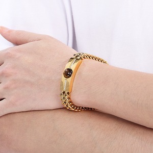 <span class=keywords><strong>Bracelet</strong></span> Hip-hop pour Hommes et Femmes, Style Rétro, Chaîne à Points Croisés, Couple, Plaqué Or, Œil de Tigre Courbé, Kevlar - Product Image 4