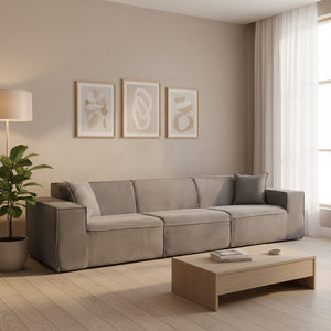 Ensemble de canapés modulaires <span class=keywords><strong>en</strong></span> tissu chenille côtelé minimaliste : <span class=keywords><strong>canapé</strong></span> compact de style vintage avec modules emballés sous vide pour les petits espaces - Product Image 3