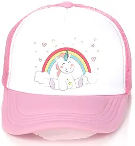 Topi anak perempuan merah muda 6 Panel disesuaikan pabrik pantai musim panas Logo sulam katun produk laris olahraga anak-anak