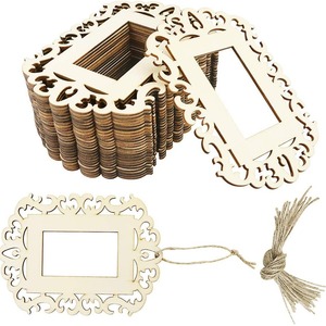 Wooden Photo <b>Frame</b> Rectangular With Hanging Rope For Christmas Tree Decoration DIY Home <b>Wall</b> Art Craft Gift - Product Image 2