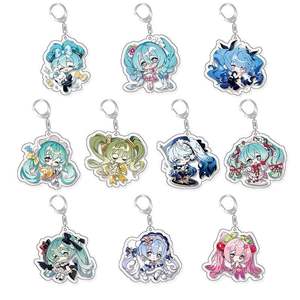 Hatsune Miku MEIKO Langhaar-Prinzessin Anime-Figuren Acryl-Digitaldruck Schlüsselanhänger Anhänger aus Kunststoff Erdbeere - Product Image 1
