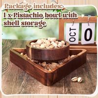 Bol à pistaches en bois d'acacia double couche magnétique de qualité supérieure avec support de rangement pour les coquilles, bol triangulaire pour les noix et les graines de tournesol