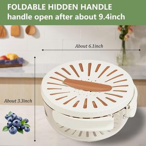 Outdoor Fruit & <b>Vegetable</b> Wash Basket with Folding Handle and Draining Board for Food Use - Product Image 4