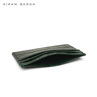 Hiram Beron Porte-Cartes Homme Italien Vert Brillant en Cuir, Service OEM Personnalisé