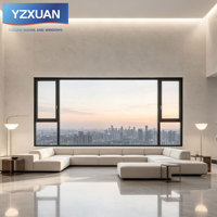 Ventana Abatible Moderna de Aluminio con Rotura de Puente Térmico, Aislamiento Acústico, Resistencia al Viento, Doble Vidrio Templado para Baño