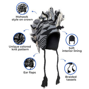 Bonnet en <span class=keywords><strong>laine</strong></span> Mohawk tricoté personnalisé avec rabats d'oreille - Product Image 3