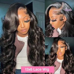 Parrucca senza colla <span class=keywords><strong>a</strong></span> onda del corpo 13x4 con cuticola vergine nera di colore naturale dei capelli umani allineata HD <span class=keywords><strong>pizzo</strong></span> trasparente svizzero frontale - Product Image 2