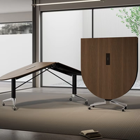 Table de conférence pliante en bambou Mekia, design moderne et minimaliste, mobile, 10 places, pour bureau, salle de réunion, extérieur