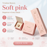Boîte d'emballage de bijoux rose personnalisée avec logo, impression florale dorée, insert en velours, coffret cadeau pour bague et collier, vente en gros