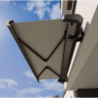 Auvents de terrasse extérieurs électriques, imperméables, en aluminium, à cassette intégrale, avec bras pliants, motorisés et rétractables