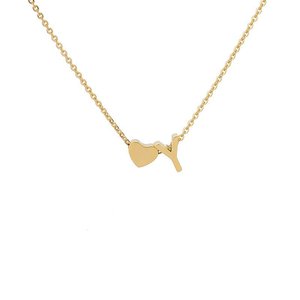 Collar de plata de ley 925 con letras, joyería chapada en oro de 18k <span class=keywords><strong>Y</strong></span> con corazón - Product Image 1