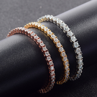 Bracelet à breloques Chuangao style hip-hop cubain en argent 925 plaqué or avec moissanite - Bijou idéal pour cadeau et soirée