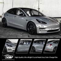 Tesla Model 3/Y Ceramic Black Warrior Full-Vehicle PET Wrap Liquid Metal GT Silver Matte Gray Buatan Cina