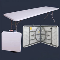 Table pliante longue pour événements de mariage en plein air, 8 à 10 personnes, en plastique blanc, table de camping portable pour événements, festivals