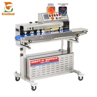Machine de scellage sous vide commerciale pneumatique pour sacs plastiques, avec rouleau d'impression à encre pour chips, dateurateur et purge de gaz horizontale