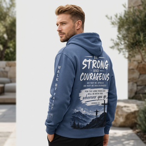 Men's <b>Christian</b> <b>Hoodie</b> Blue 100% Cotton Fleece Solid Breathable Eco-Friendly Streetwear Pocket Design Regular Fit Casual Winter - Product Image 4