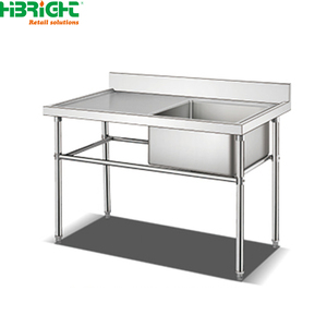 Équipement de cuisine Highbright : Évier double en acier inoxydable avec plateforme intermédiaire pour le lavage - Product Image 5