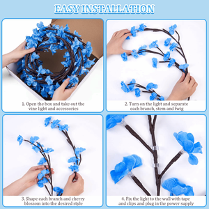 Nouvelles lumières LED bleues en forme <span class=keywords><strong>de</strong></span> fleurs <span class=keywords><strong>de</strong></span> pêche, <span class=keywords><strong>de</strong></span> cerisiers et <span class=keywords><strong>de</strong></span> vignes <span class=keywords><strong>de</strong></span> saule pour la décoration murale <span class=keywords><strong>de</strong></span> Noël avec des branches d'arbre - Product Image 2