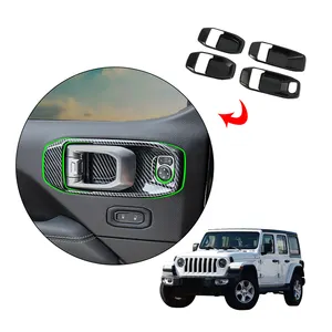 ABS decorazione interna in fibra di carbonio lato porta interna maniglia modanatura protezione copertura adesivo ciotola finiture per Jeep Wrangler 2018