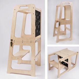 Tour d'apprentissage en bois Montessori moderne, pliable et réglable, marchepied pour enfants pour une utilisation en chambre - Product Image 4