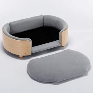 Venta al por mayor cama extraíble para mascotas sofá transpirable antiarañazos para perros con diseño moderno <span class=keywords><strong>de</strong></span> madera - Product Image 3