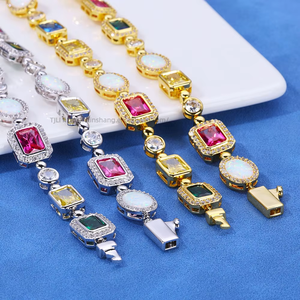 Hip-hop Custom Colored <b>Gemstone</b> <b>Bracelet</b> Women's Jewelry Jewelry Personality Trend Zircon Men's <b>Bracelet</b> Tanjing - Product Image 3