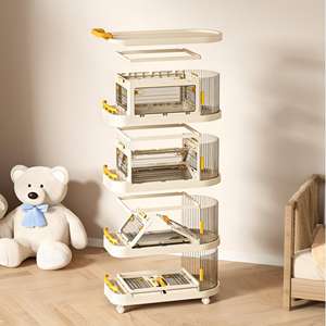 그린사이드 주방 수납 트롤리 이동식 욕실 수납 선반 바퀴 달린 신생아 용품 수납 선반 뷰티 트롤리 - Product Image 2