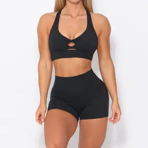 Holesale-Conjunto de gimnasio de alto impacto para mujer, ropa deportiva de nailon y LICRA, pantalón y sujetador sexy