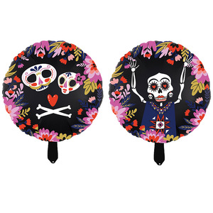 Set de Globos de Aluminio de 18 Pulgadas con Diseño de Flores para Decoración de Fiesta del Día de Muertos en México - Product Image 3
