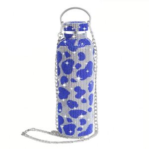 Botella de Agua con Logotipo Personalizado, Termo de Acero Inoxidable 304 de 17 oz/500 ml con Cadena Trasera y Taza con Incrustaciones de Diamantes - Product Image 5