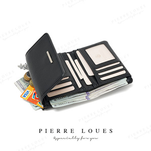 Cartera plegable para mujer Pierre Loues, monedero de 5 pulgadas con cremallera y ranuras para tarjetas, color sólido, ecológica - Product Image 2
