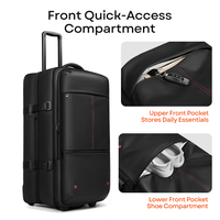 Sac de voyage extensible Oxford à roulettes de 32 pouces, 112 L, avec serrure TSA, 2 compartiments principaux, sac à dos à roulettes pour les études à l'étranger, le déménagement