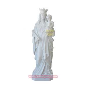 Sculpté à la main en marbre vierge marie bébé jésus Statue traditionnelle chrétienne Figure Sculpture pour église ornement Style de conception naturelle - Product Image 1