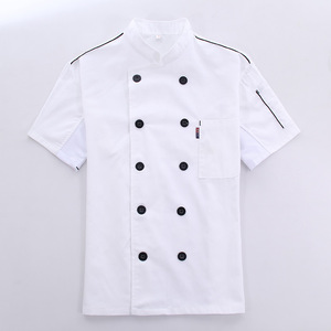 2024 manches courtes mode Chef uniforme élastique coton noir Chef veste logo personnaliser Chef vêtements - Product Image 3