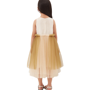 Abito Midi in Tulle Plissettato Personalizzato <span class=keywords><strong>per</strong></span> Bambine, Senza Maniche, Corpetto Bianco, Vestito Formale <span class=keywords><strong>per</strong></span> Feste di Compleanno, Comunione e <span class=keywords><strong>Damigelle</strong></span> - Product Image 3