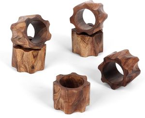 Round Wooden Napkin Rings Set of 6 Minimalist Wood Napkin Holder for Dining <b>Table</b> Elegant Kitchenware Home Decor Gift - Product Image 4